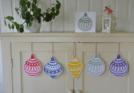 Christmas Bauble Cards - an original fine art greetings cards by Pat Rhead-Phillips