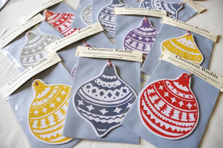 Christmas Bauble Cards - an original fine art greetings cards by Pat Rhead-Phillips