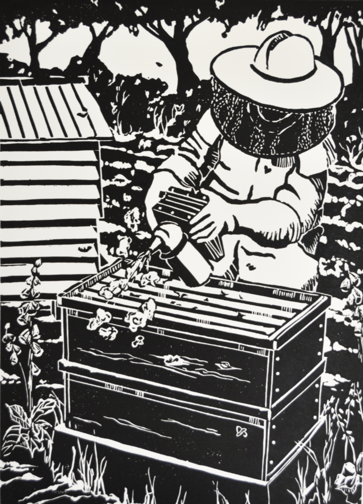 The Beekeeper - original artwork by pat Rhead-Phillips