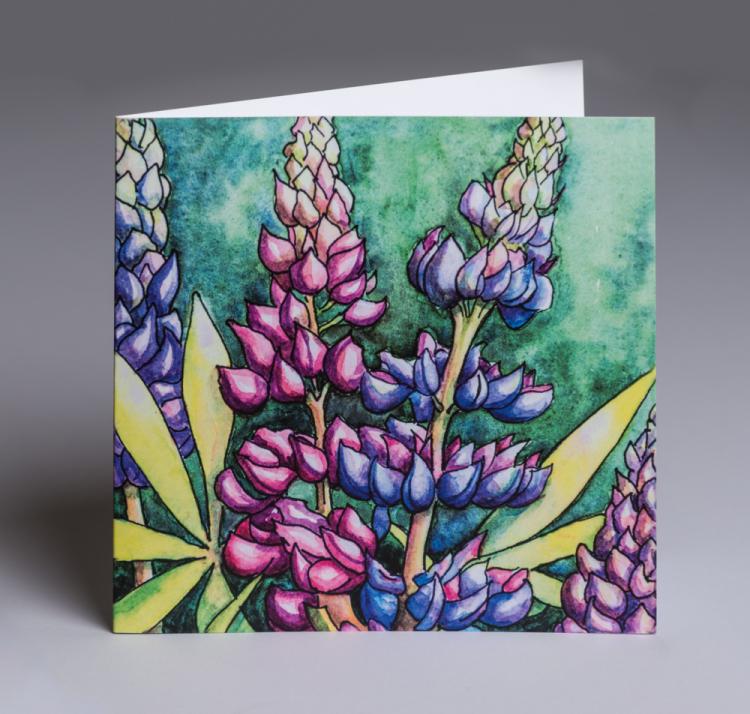 Lupin - an original fine art greetings card by Pat Rhead-Phillips